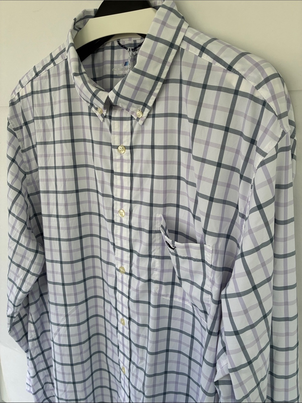 Vineyard Vines Button-Down On The Go Performance Shirt Light Purple Gray XXL